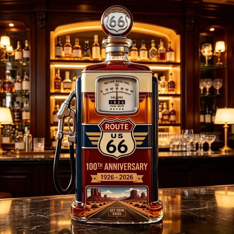 US Route 66 Glass Whiskey Deca - Vintage Collectible Liquor Bottles review and price
