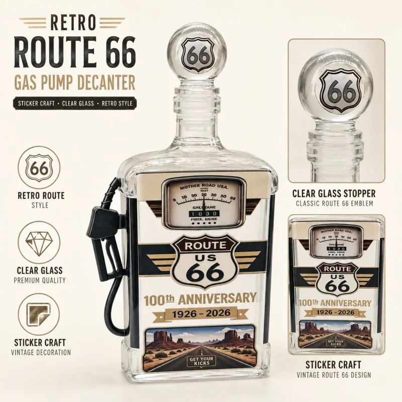 US Route 66 Glass Whiskey Deca - Vintage Collectible Liquor Bottles review and price