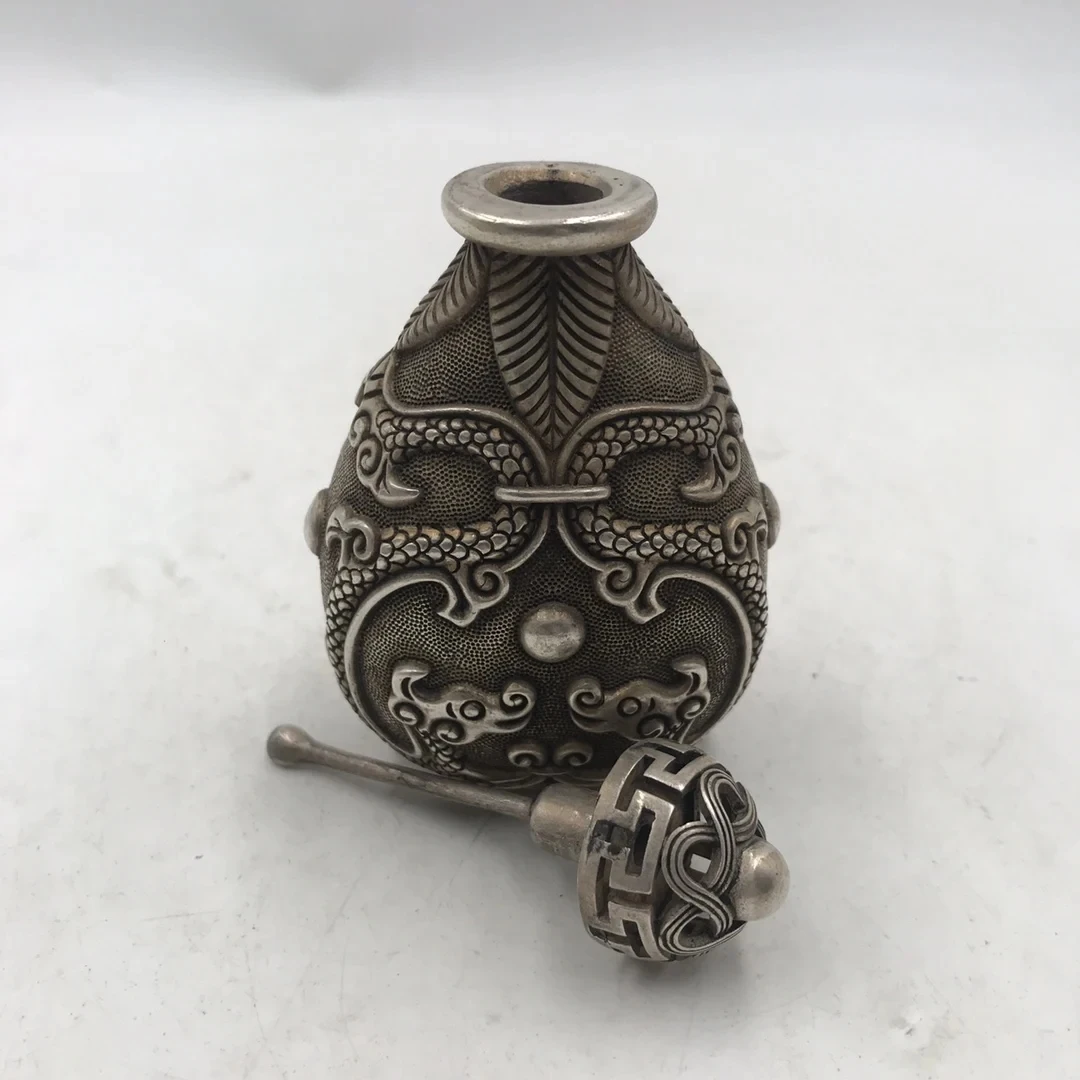 Chinese White Bronze Snuff Bot - Vintage Collectible Bottles review and price